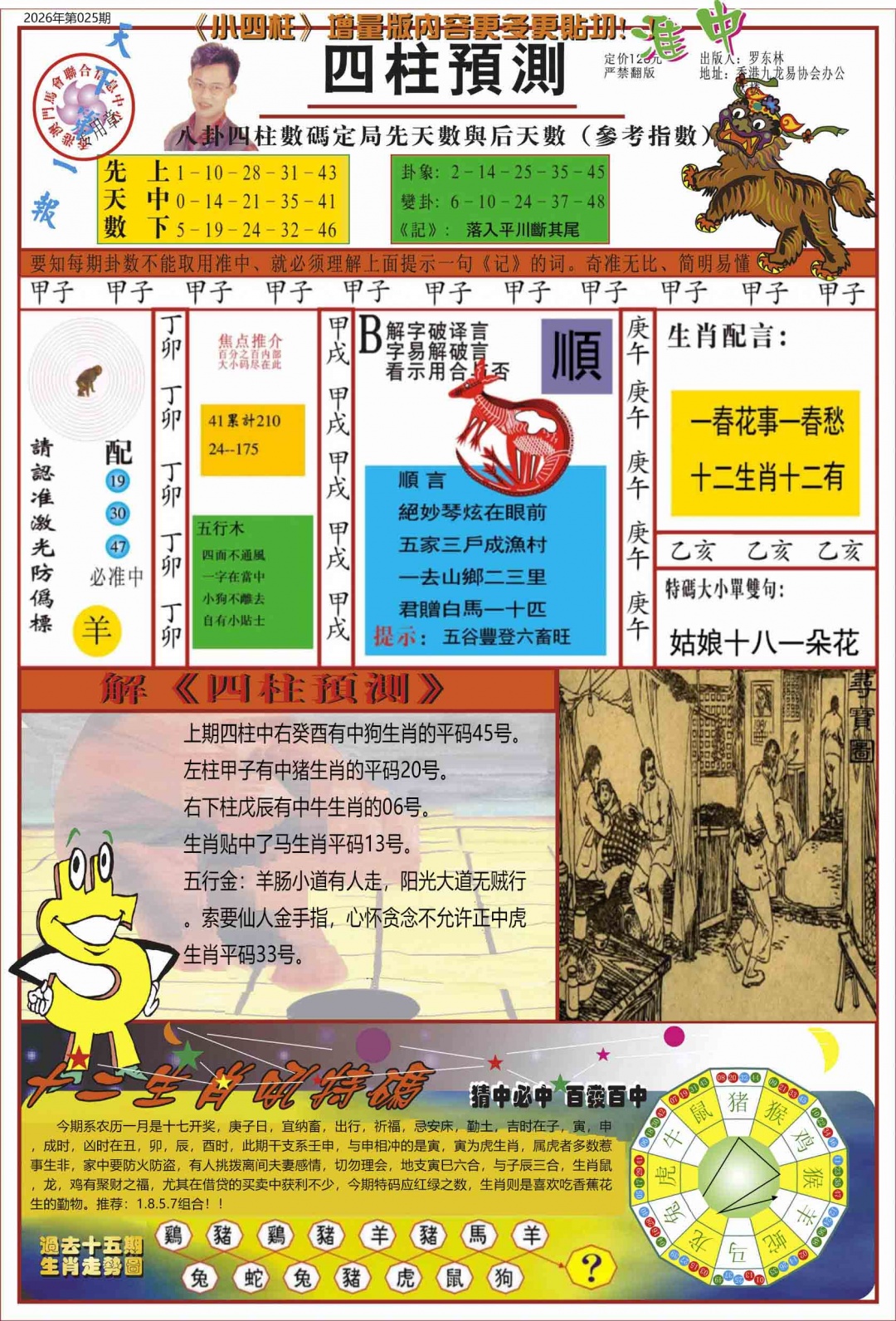 025期：中四柱预测A，四柱预测