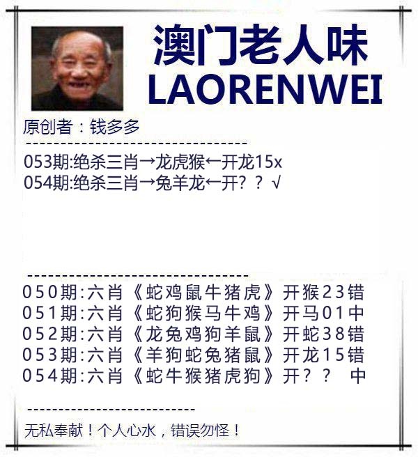 澳门正版挂牌，054期澳门老人味