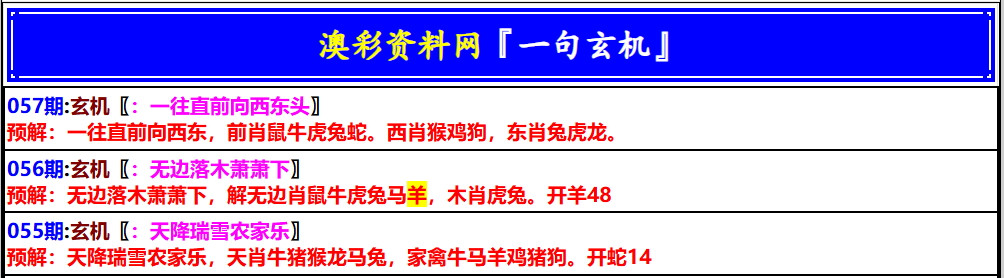 六合宝典057期：澳门一句玄机