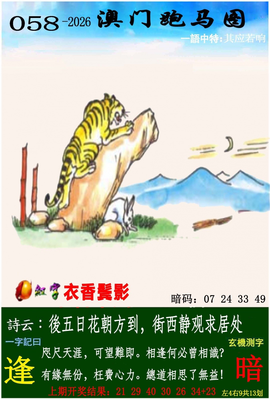 058期：跑马图，澳门传真3 - 天空彩票