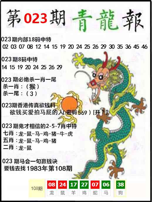 澳门最准四不像023期：青龙报