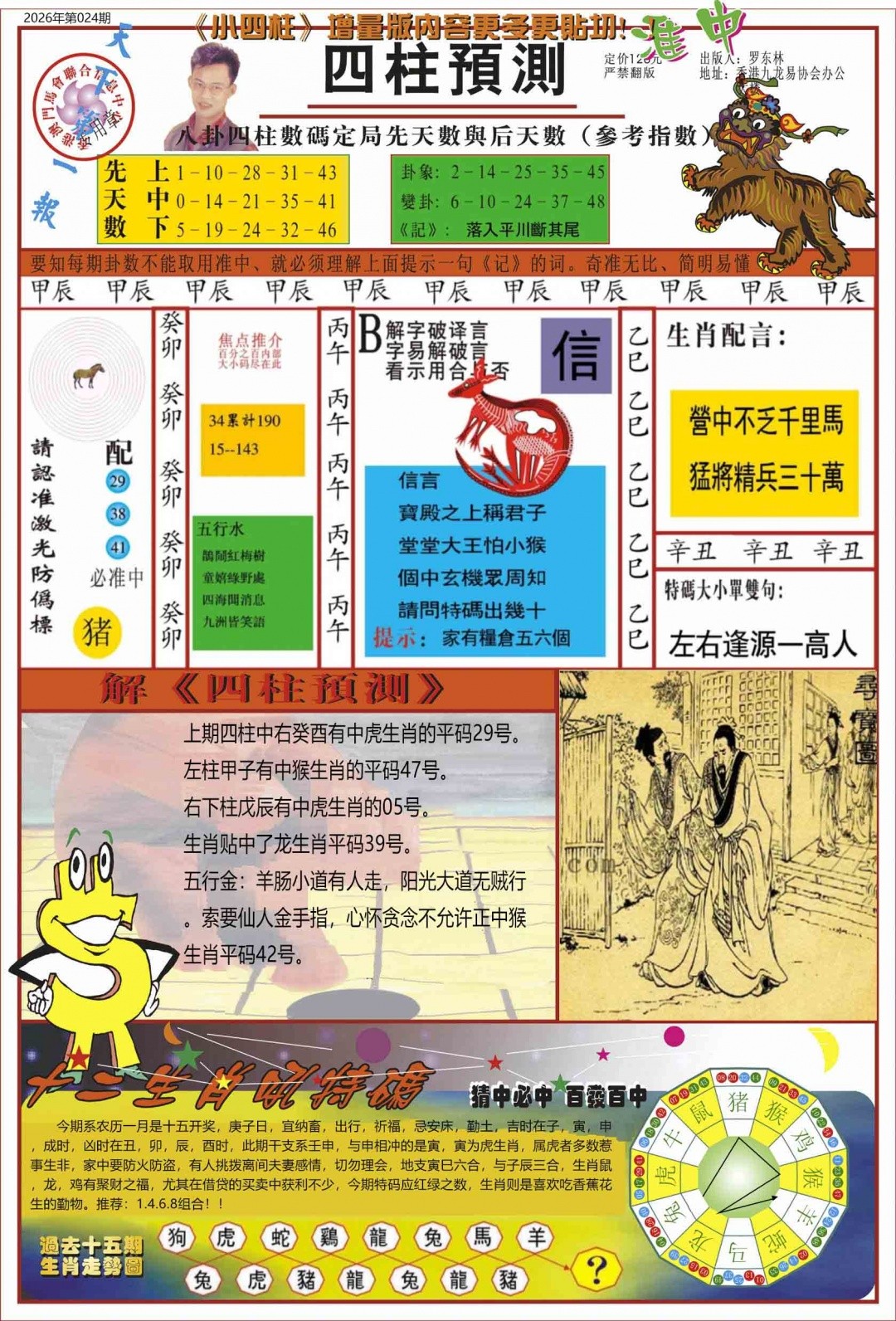 彩民之家牌论坛024期：中四柱预测A