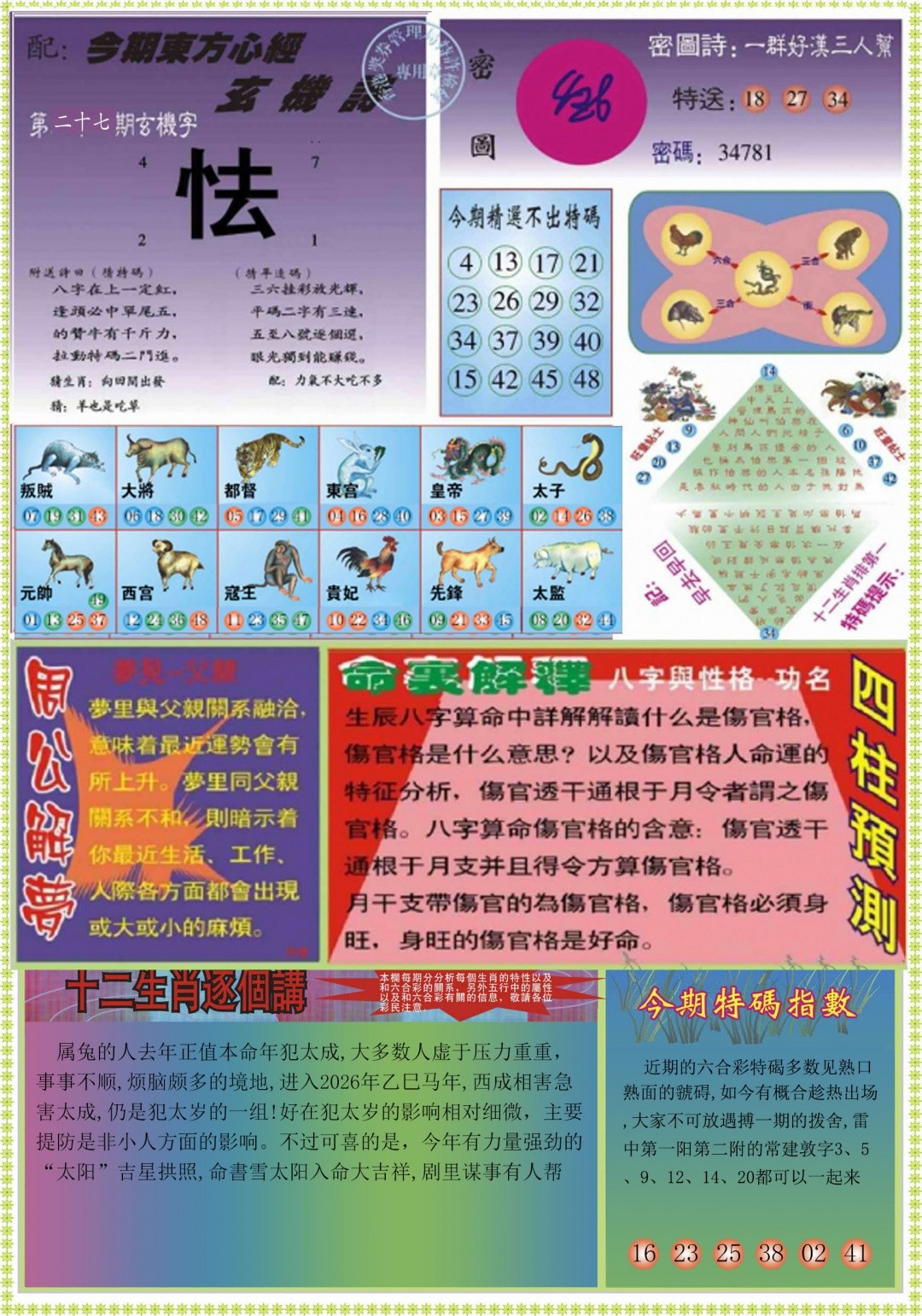 彩霸王027期：东方心经B