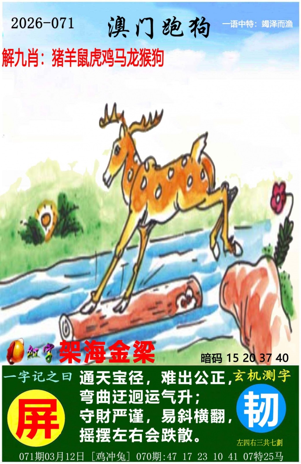 澳门跑狗071期：澳门跑狗图