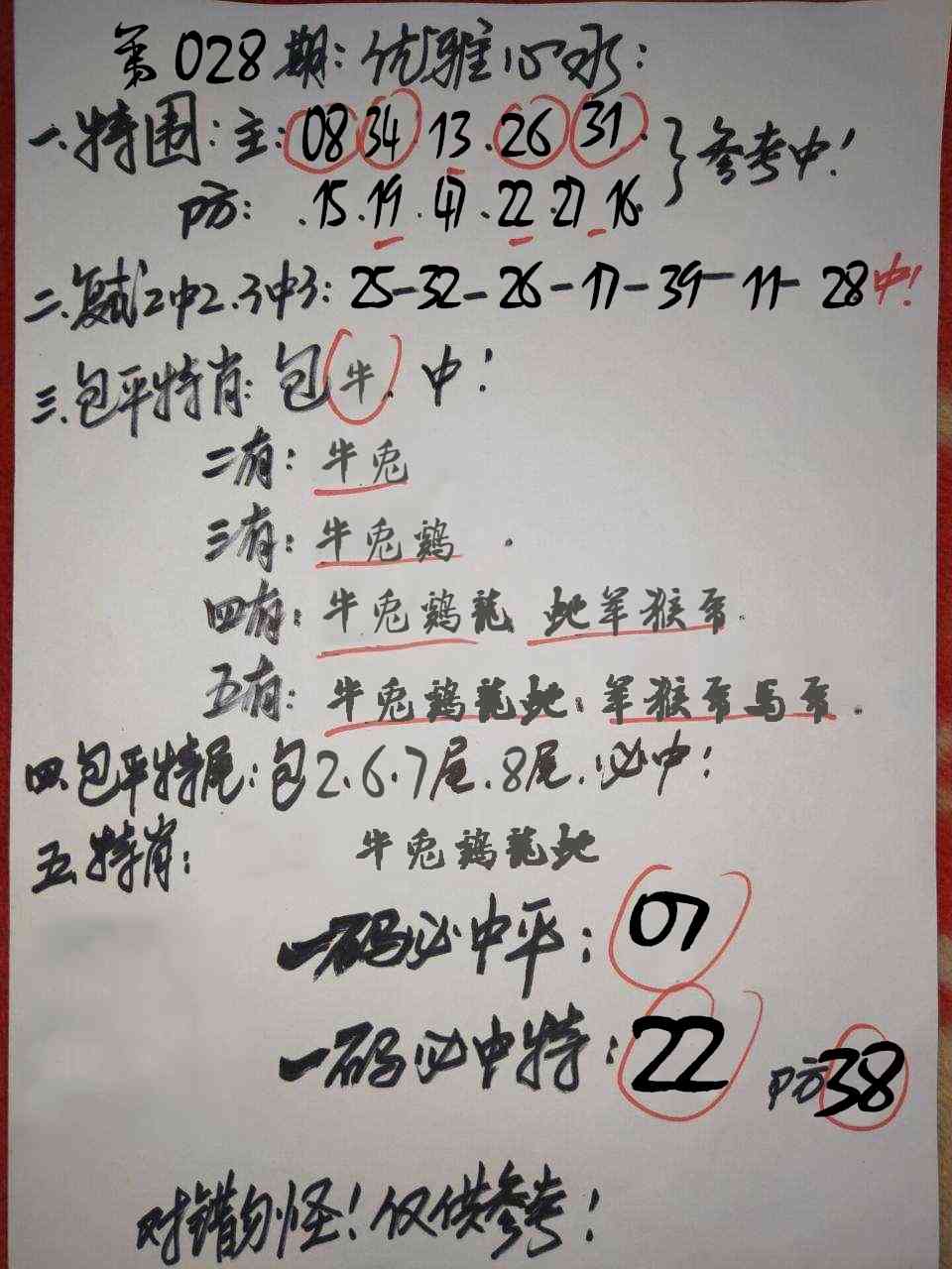 新版跑狗图 - 天下彩：028期优雅心水