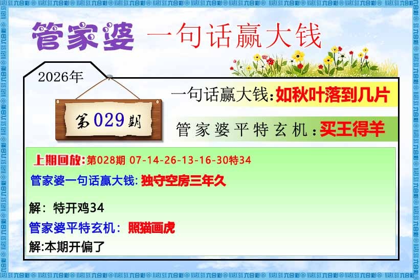 029期马会传真报：管家婆一句话赢大钱