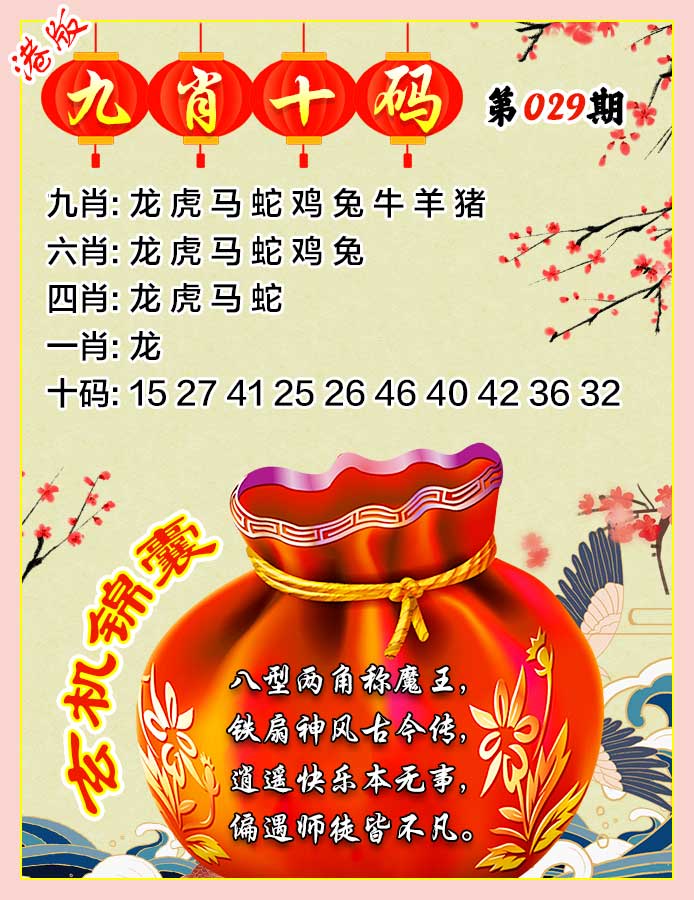 029期：九肖十码，澳门一肖一码一特精准资料