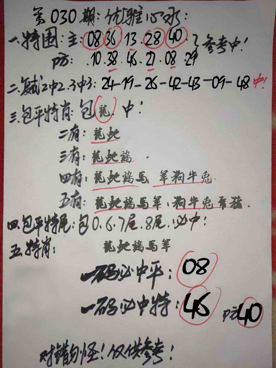 030期香港挂牌之全篇：优雅心水