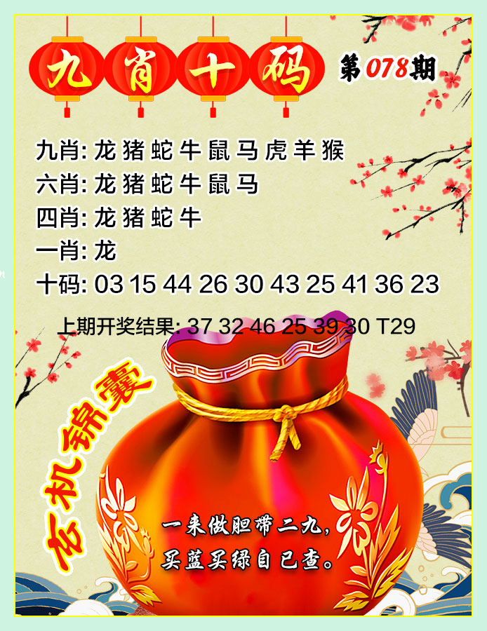 澳门开奖直播：078期九肖十码