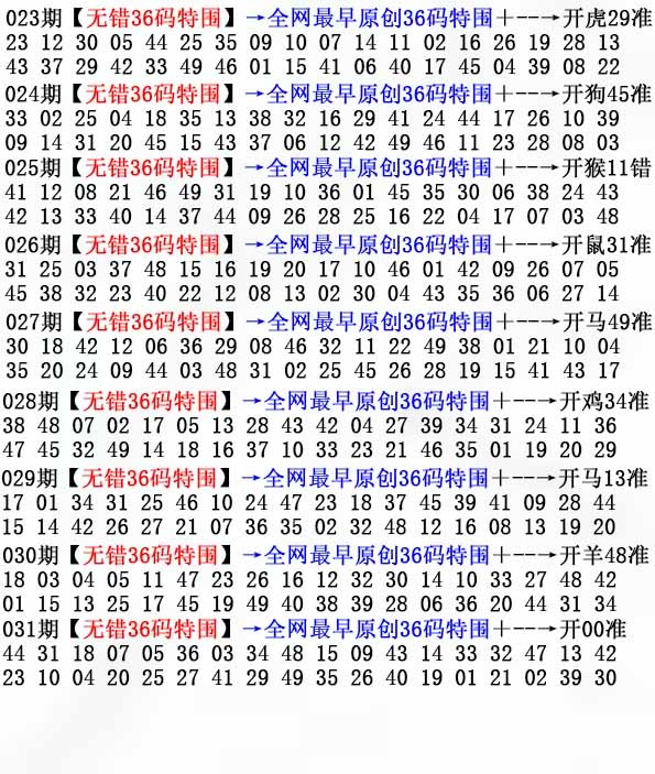跑狗网031期：36码特围
