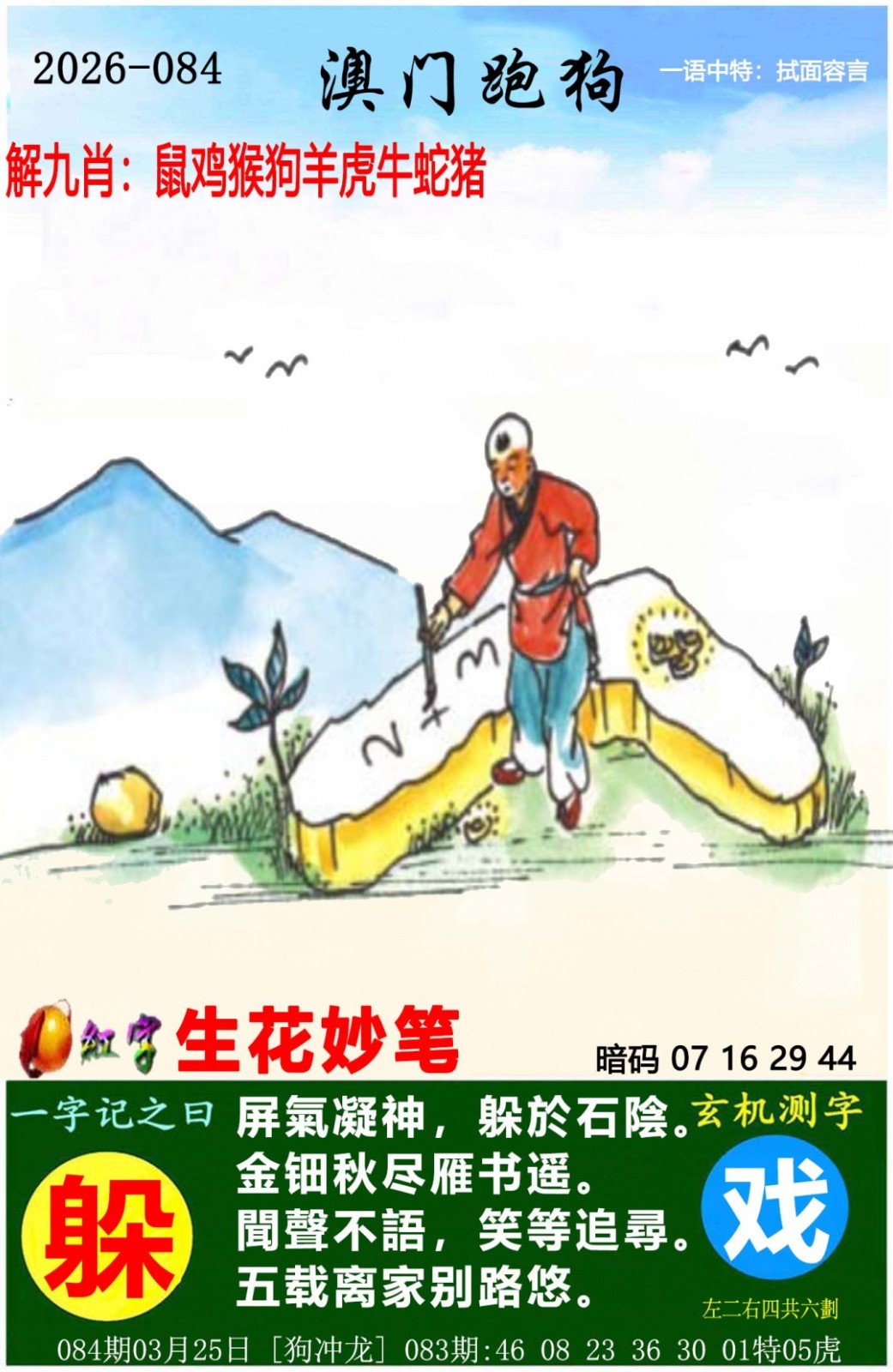 曾夫人论坛资料官方版：084期澳门跑狗图