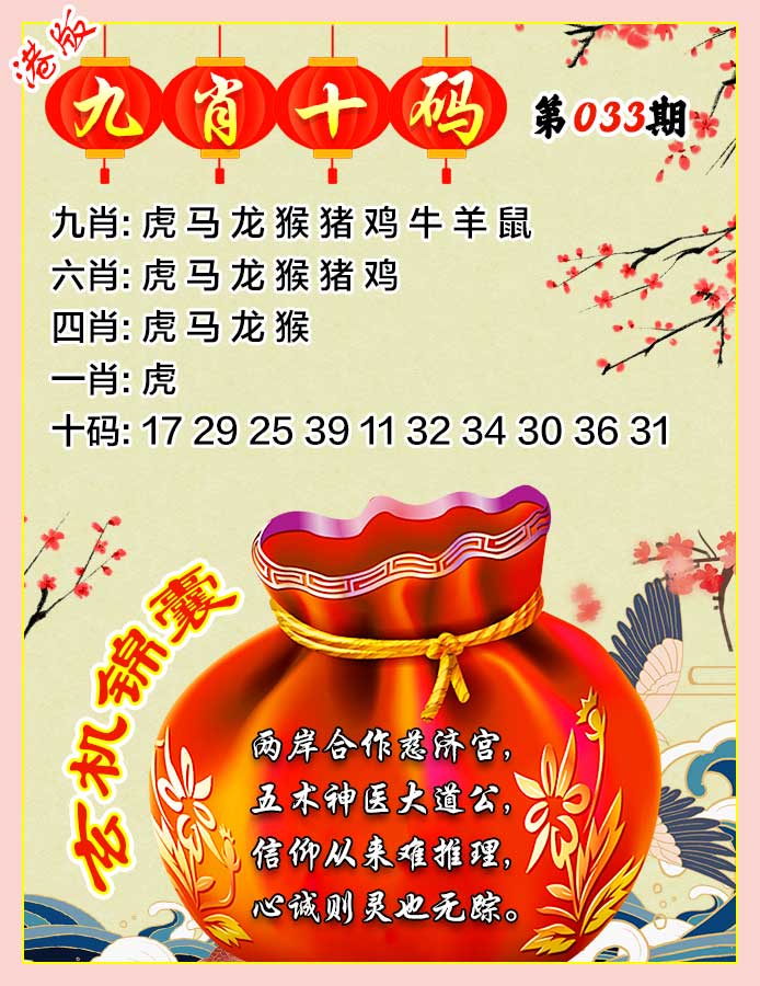 033期九肖十码，大三巴一肖一码虎归山全解