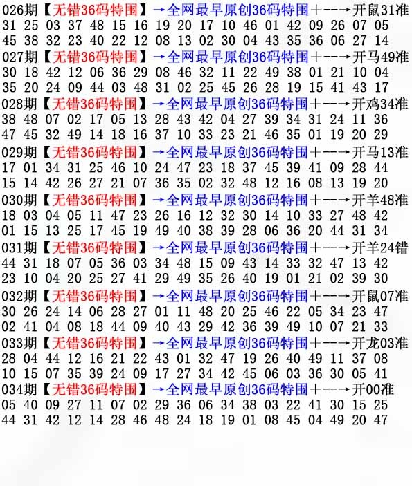 034期将慈善进行到底：36码特围
