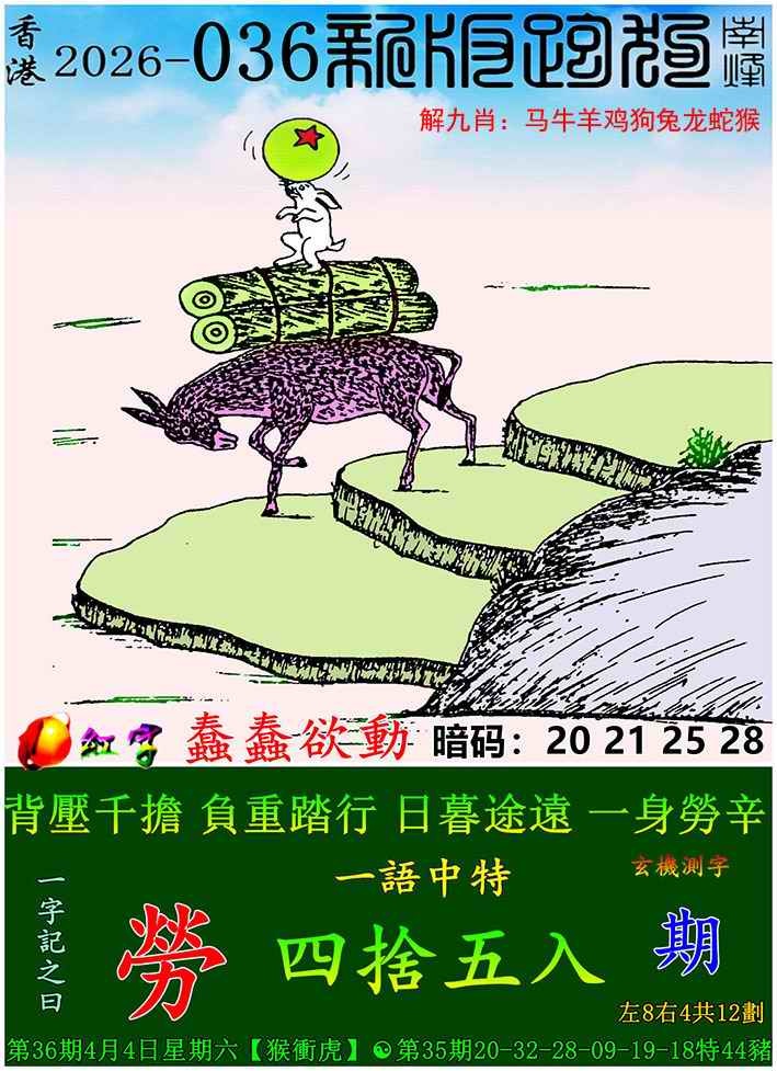 036期马会欲钱料：新版跑狗图