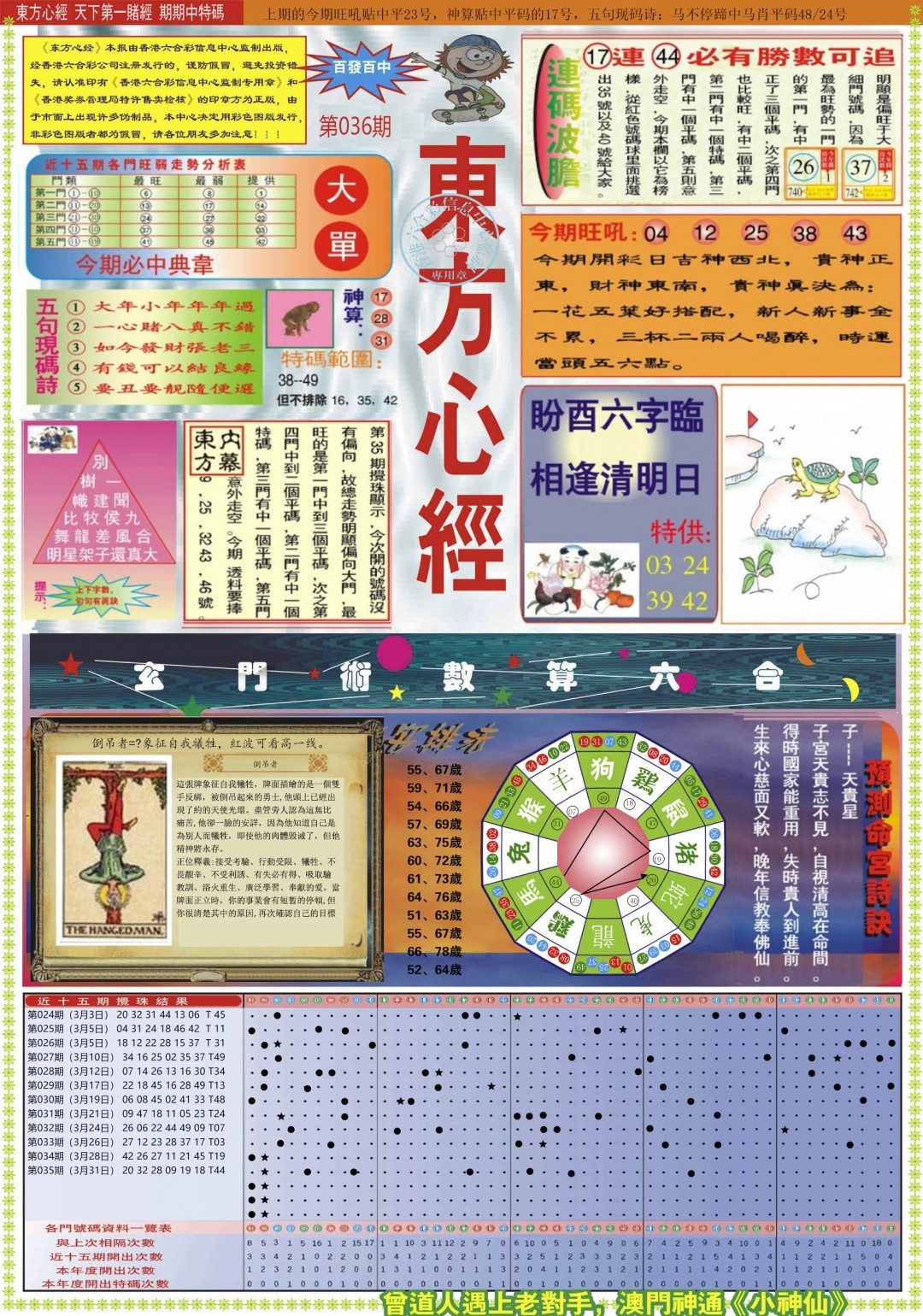 彩民平特036期：东方心经A