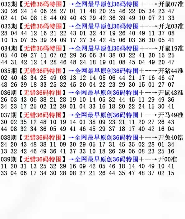 香港论坛039期：36码特围