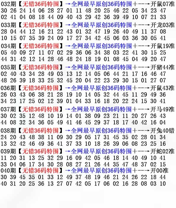 香港论坛040期：36码特围