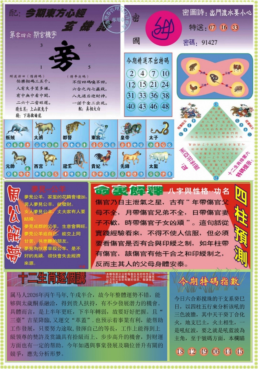 J2开奖现场：046期东方心经B