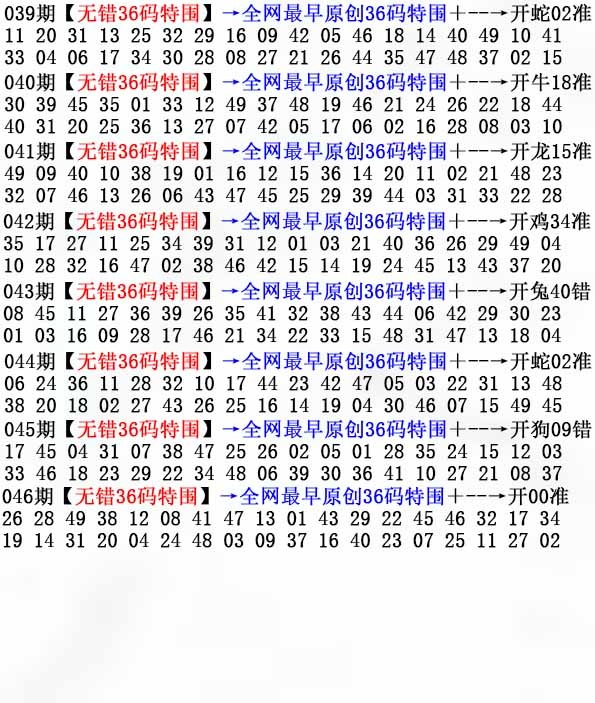 香港论坛046期：36码特围