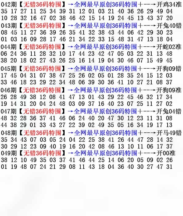 六合资源：049期36码特围