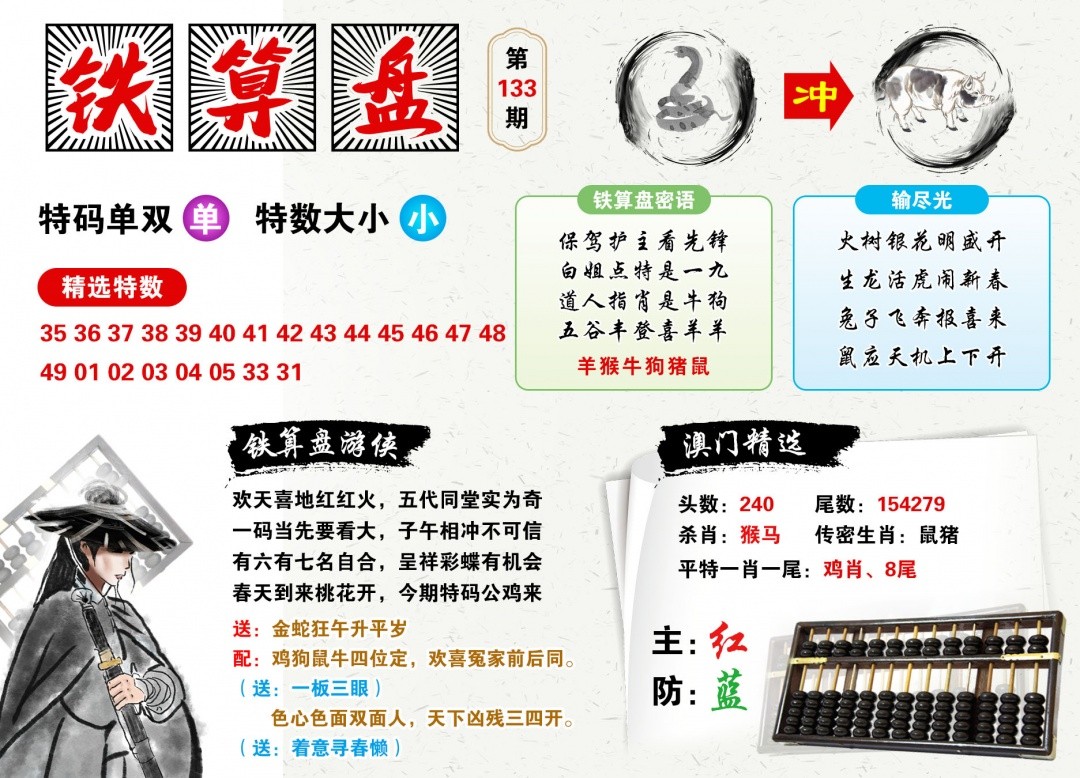133期成语解平特：澳门铁算盘