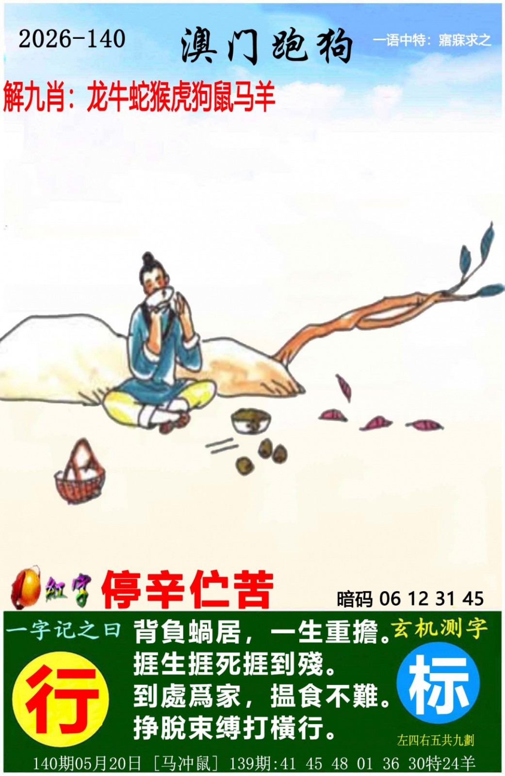 澳门跑狗论坛：140期澳门跑狗图