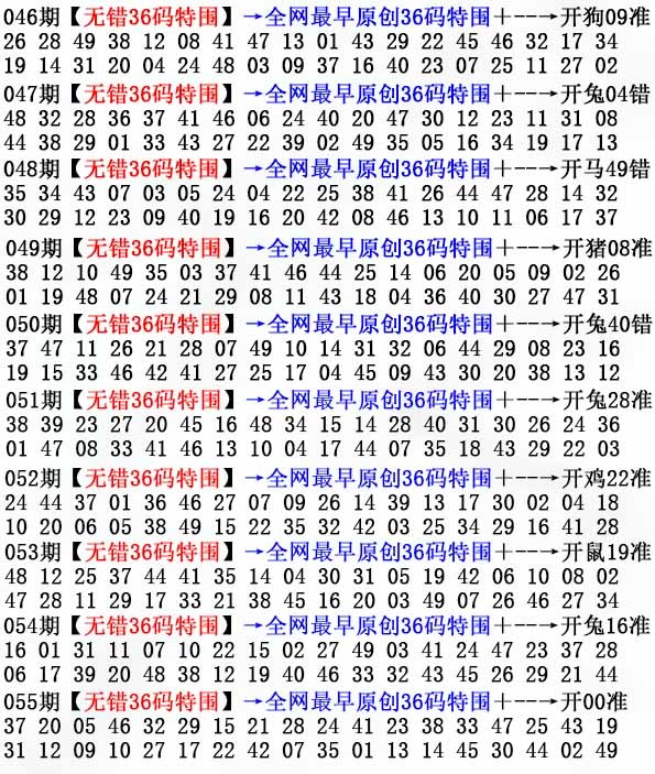 通天论坛：055期36码特围