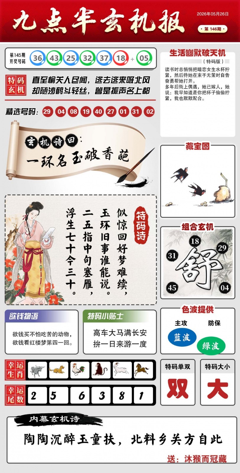 146期澳门跑狗图：九点半玄机报