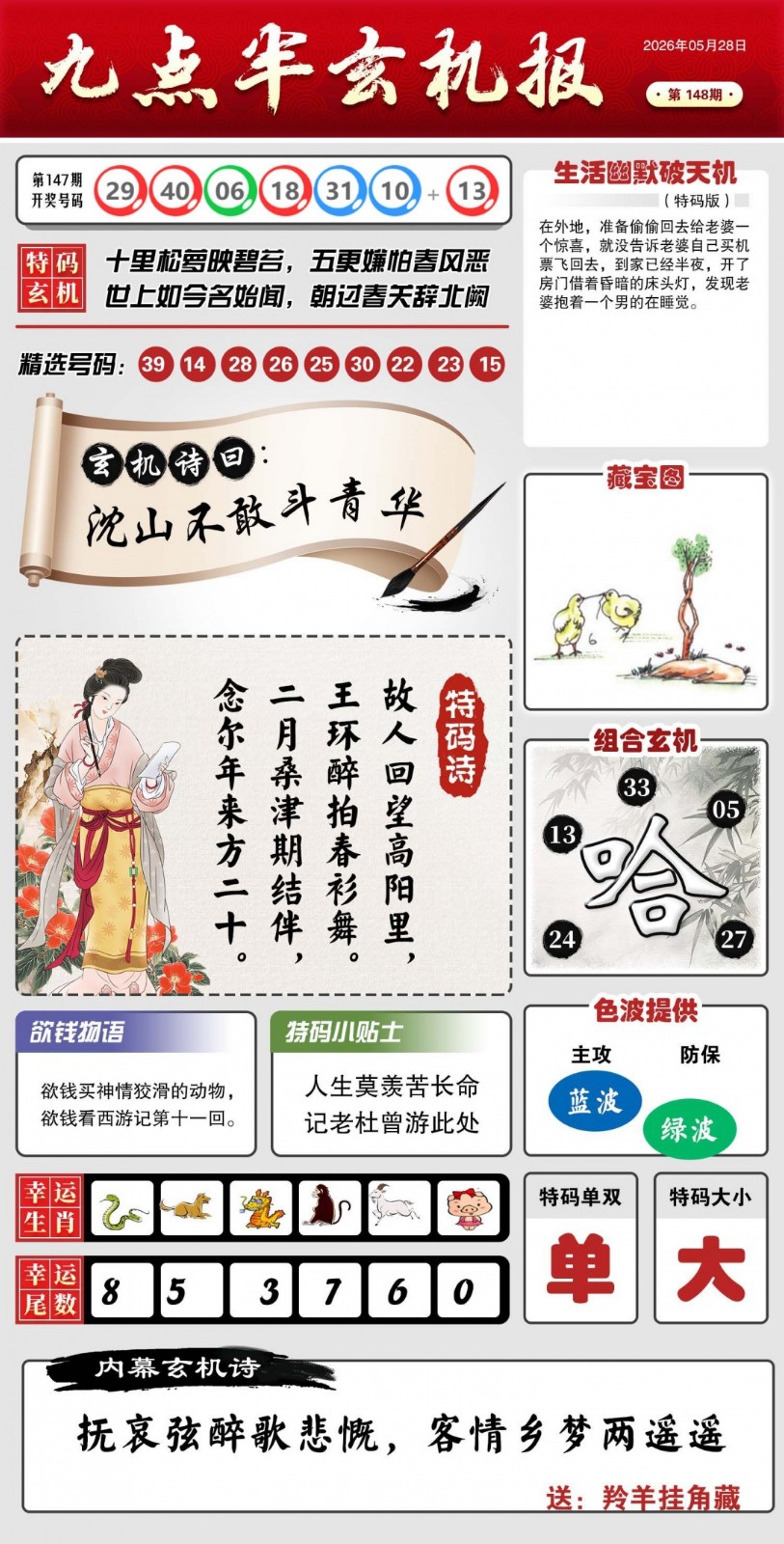 澳门跑狗论坛：148期九点半玄机报