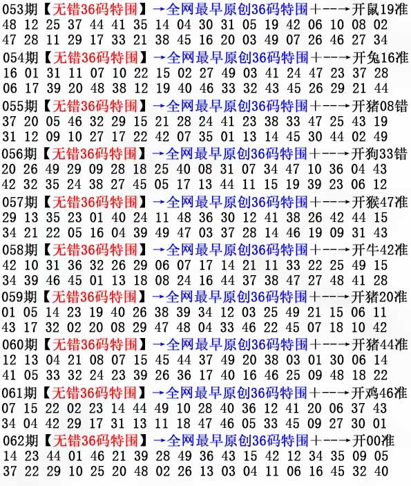 马会传真：062期36码特围