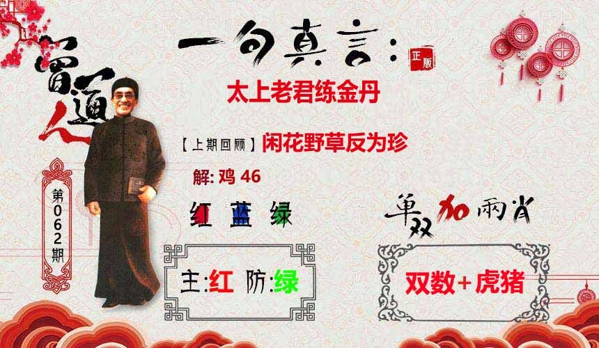 今晚澳门特码062期：一句真言