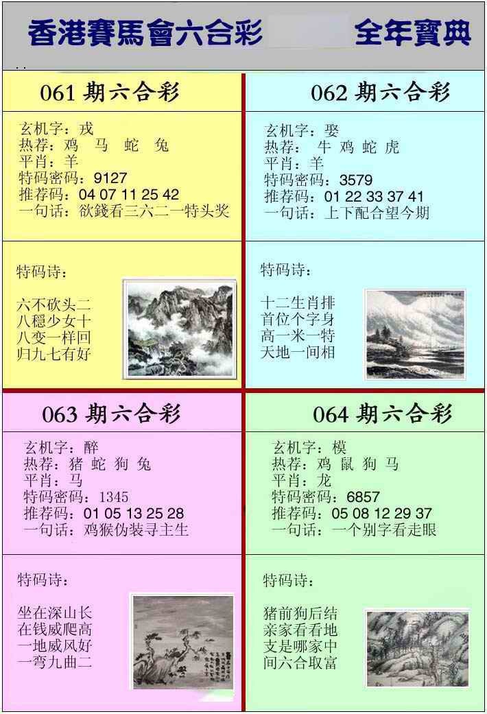 六合彩图库：064期香港挂牌宝典