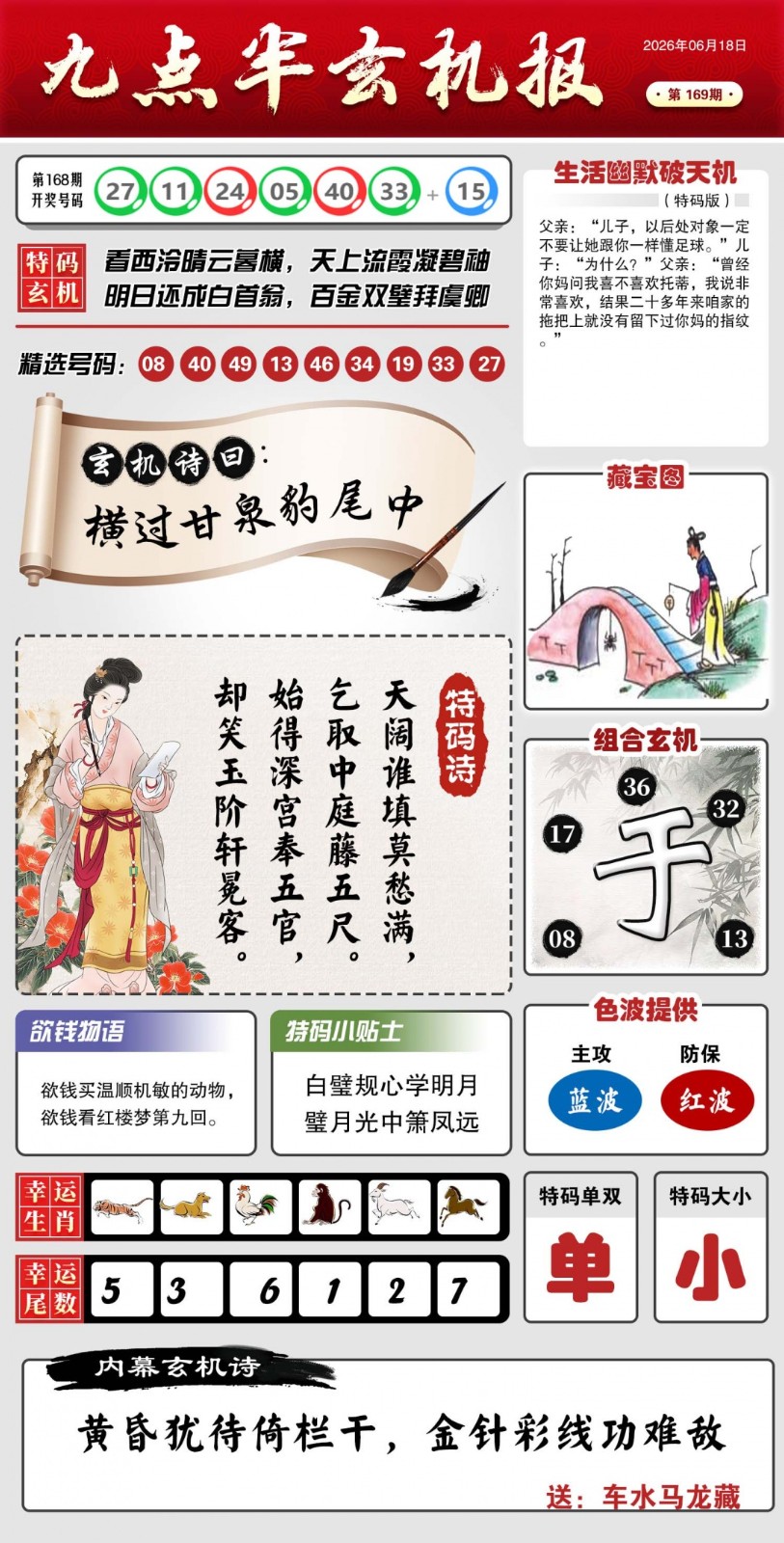 铁算盘论坛精选资料：169期九点半玄机报