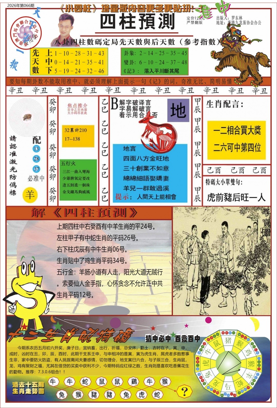 香港J2同步：066期中四柱预测A