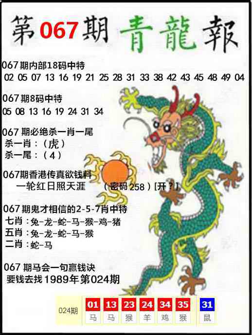 118平特网：067期青龙报