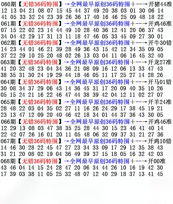 香港彩色图库：068期36码特围