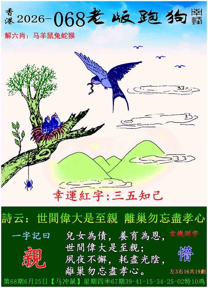 跑狗网：068期老版跑狗图
