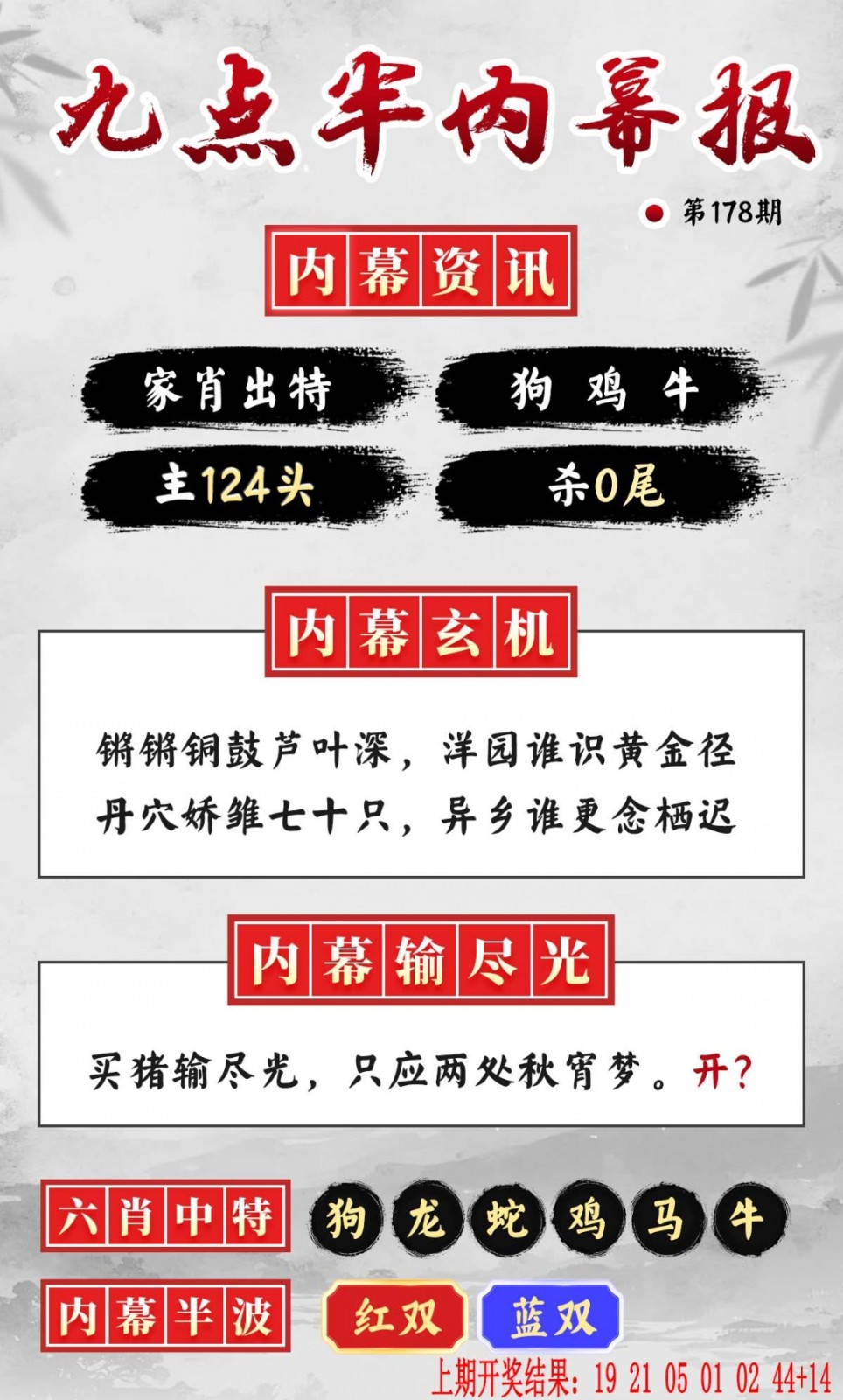澳门彩色图库178期：九点半内幕报
