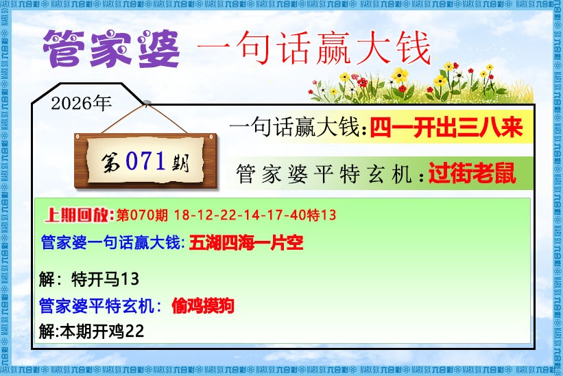 心水论坛071期：管家婆一句话赢大钱