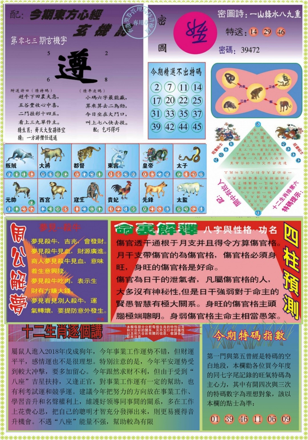 香港挂牌论坛073期：东方心经B