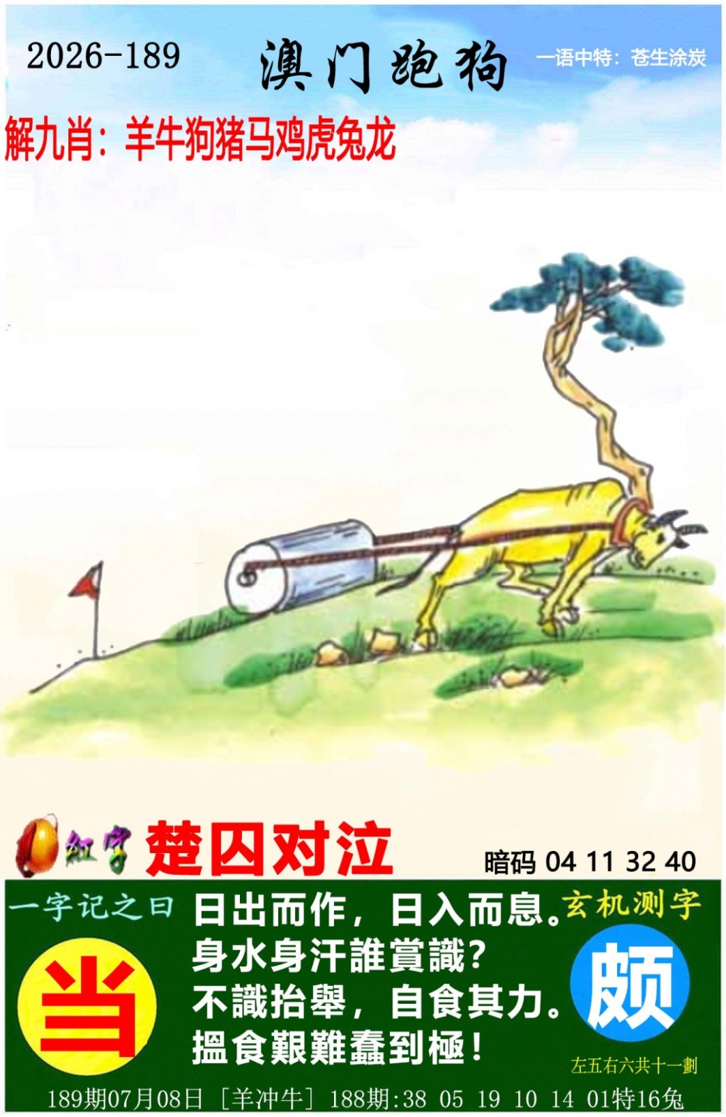 图库大全189期：澳门跑狗图
