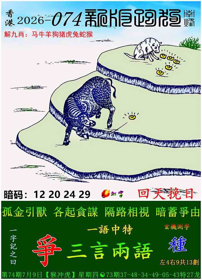 香港六合彩-狗狗系列074期：新版跑狗图