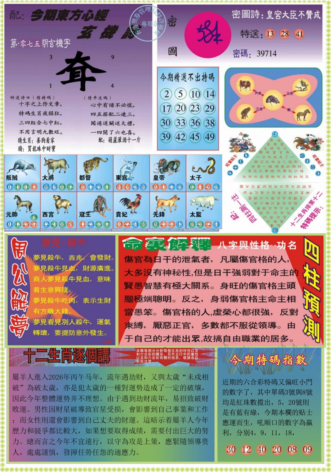 香港挂牌论坛075期：东方心经B