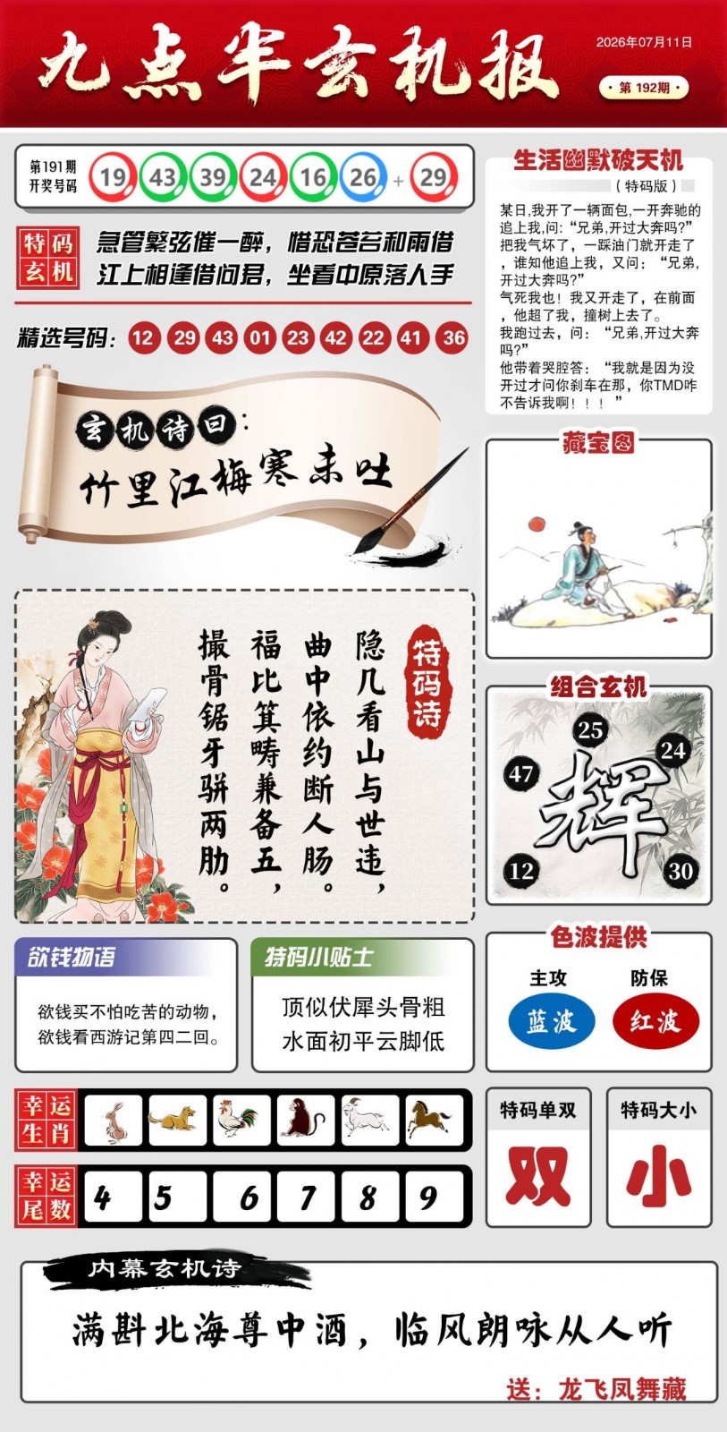 金钥匙网192期：九点半玄机报