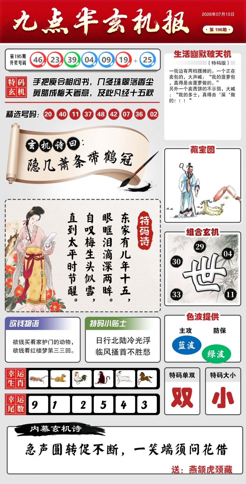 金多宝心水论坛--196期九点半玄机报
