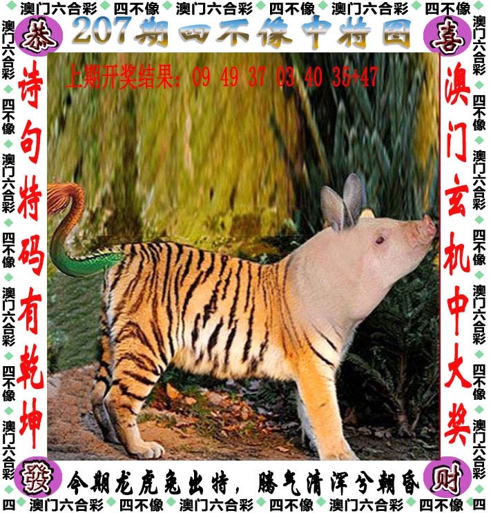 澳门彩色图库：207期四不像