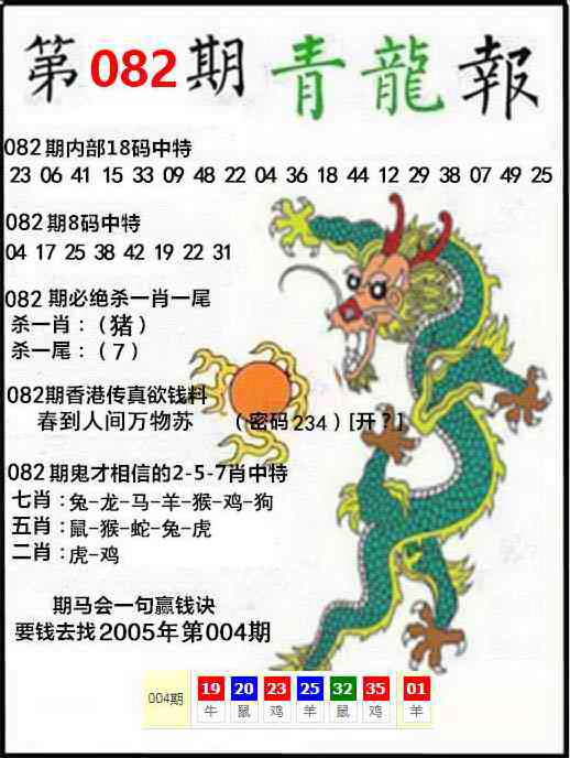 香港好彩堂082期：青龙报