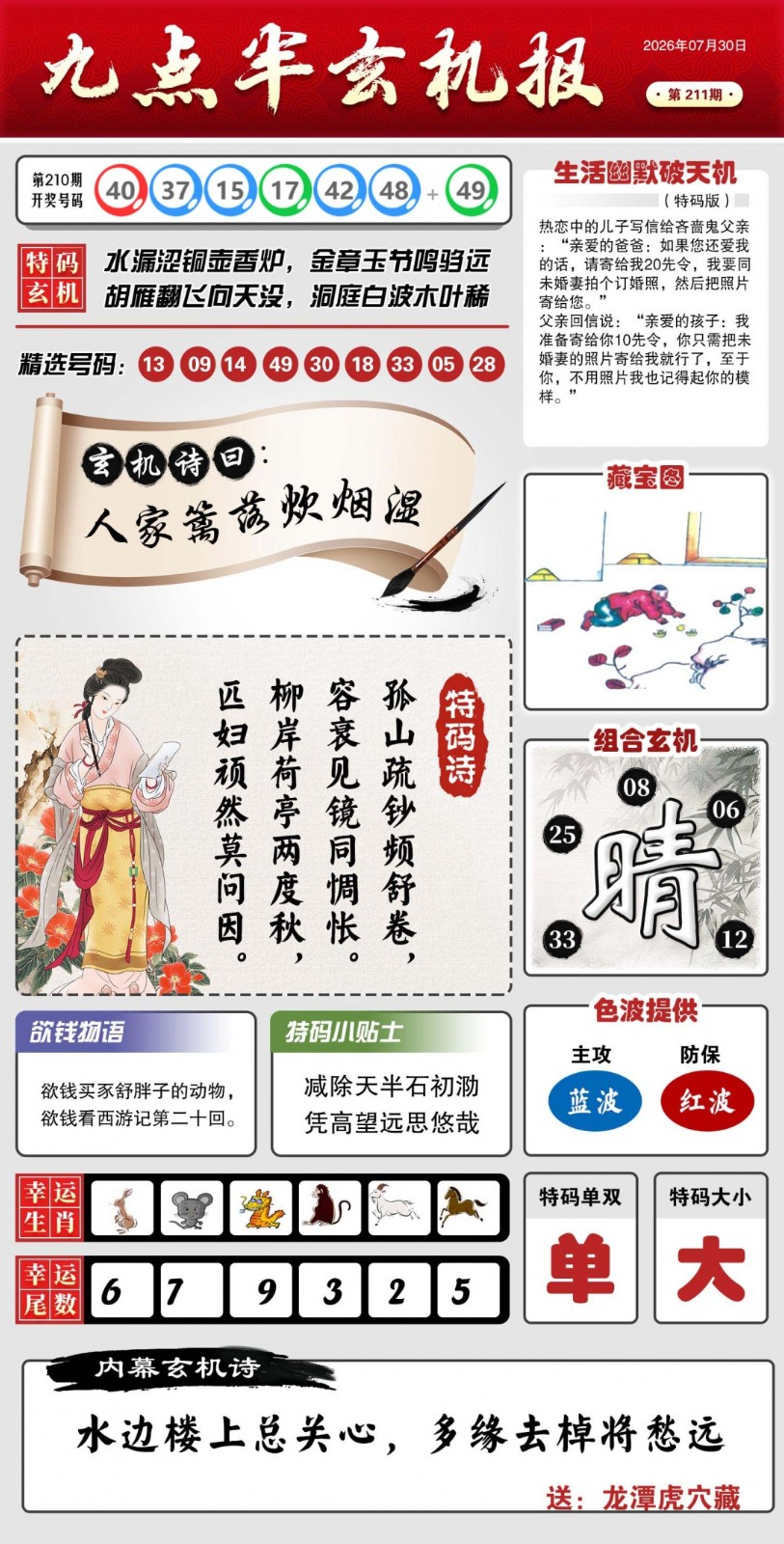 铁算盘论坛：211期九点半玄机报