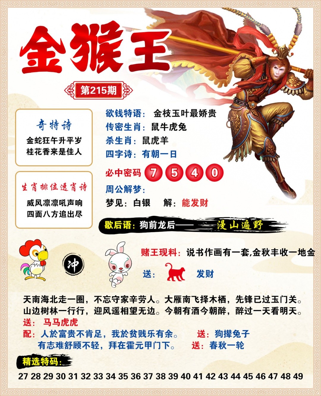 凤凰天机高手坛215期：金猴王