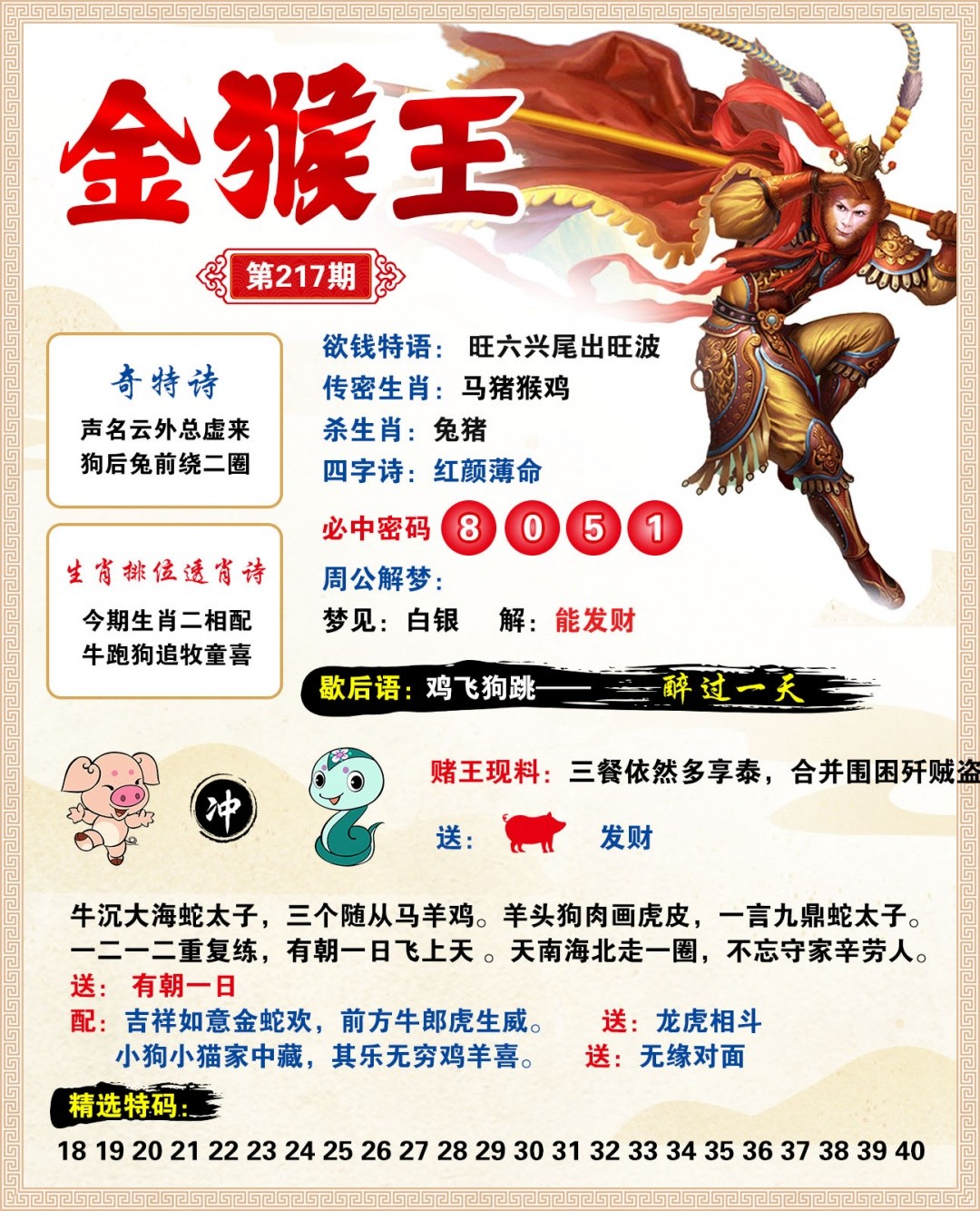 彩色图库217期：金猴王